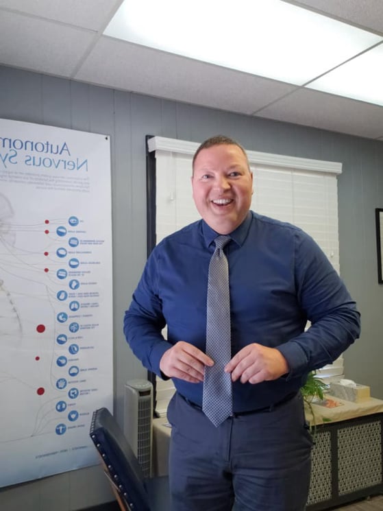 Dr. Ron Daulton, Jr. in his chiropractic office in Hammond, IN